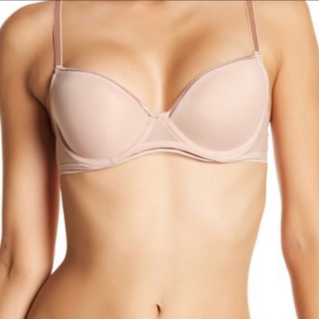 Sam Edelman Mesh Padded Balconette Bra In Rose